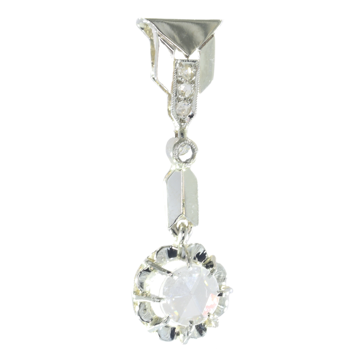 Vintage Art Deco large rose cut diamond pendant